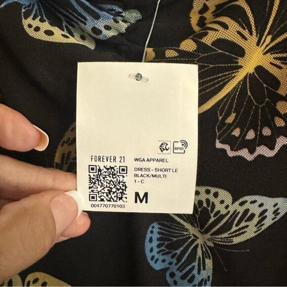 Y2K Forever 21 Juniors Mesh Printed Cami  Bodycon Dress Size M Butterfly Print - Picture 14 of 14
